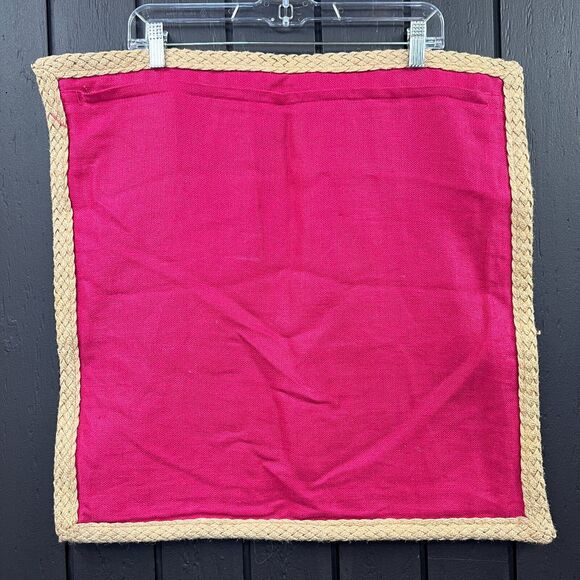 Pottery Barn 20x20 Magenta Pink Linen Pillow Cover with Jute Braided 3 Available - Picture 3 of 6